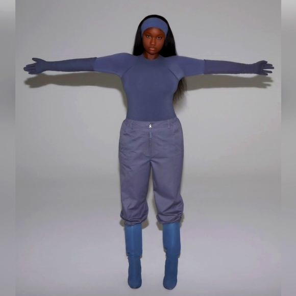 SKIMS OUTDOOR WOVEN PANT STEEL BLUE WIDE LEG